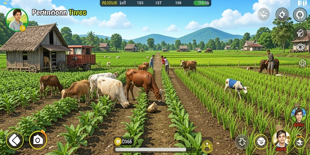 Tangkapan layar utama dari gameplay seru game Farming.