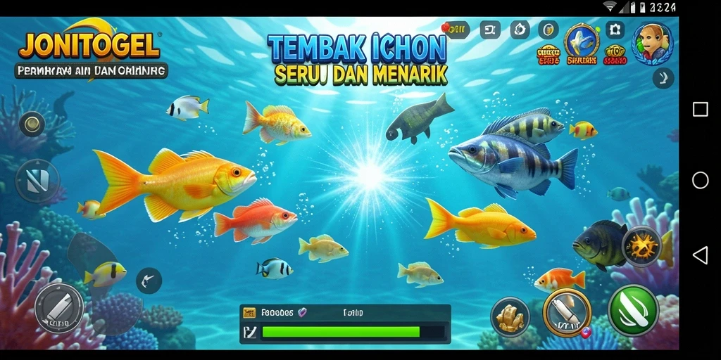 Gameplay menarik dari JONITOGEL dengan ikan yang berwarna-warni.