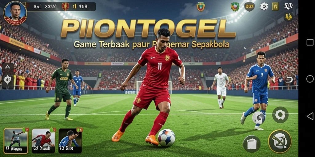 Screenshot utama PIONTOGEL menampilkan aksi seru dalam pertandingan sepakbola.