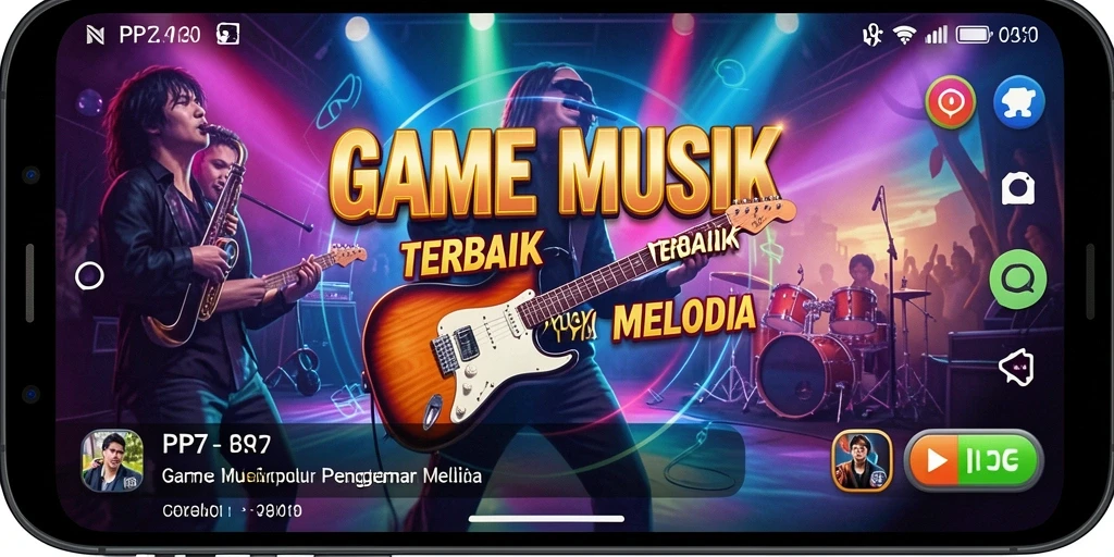 Screenshot utama PP7 menampilkan gameplay dinamis dengan lagu-lagu menari.